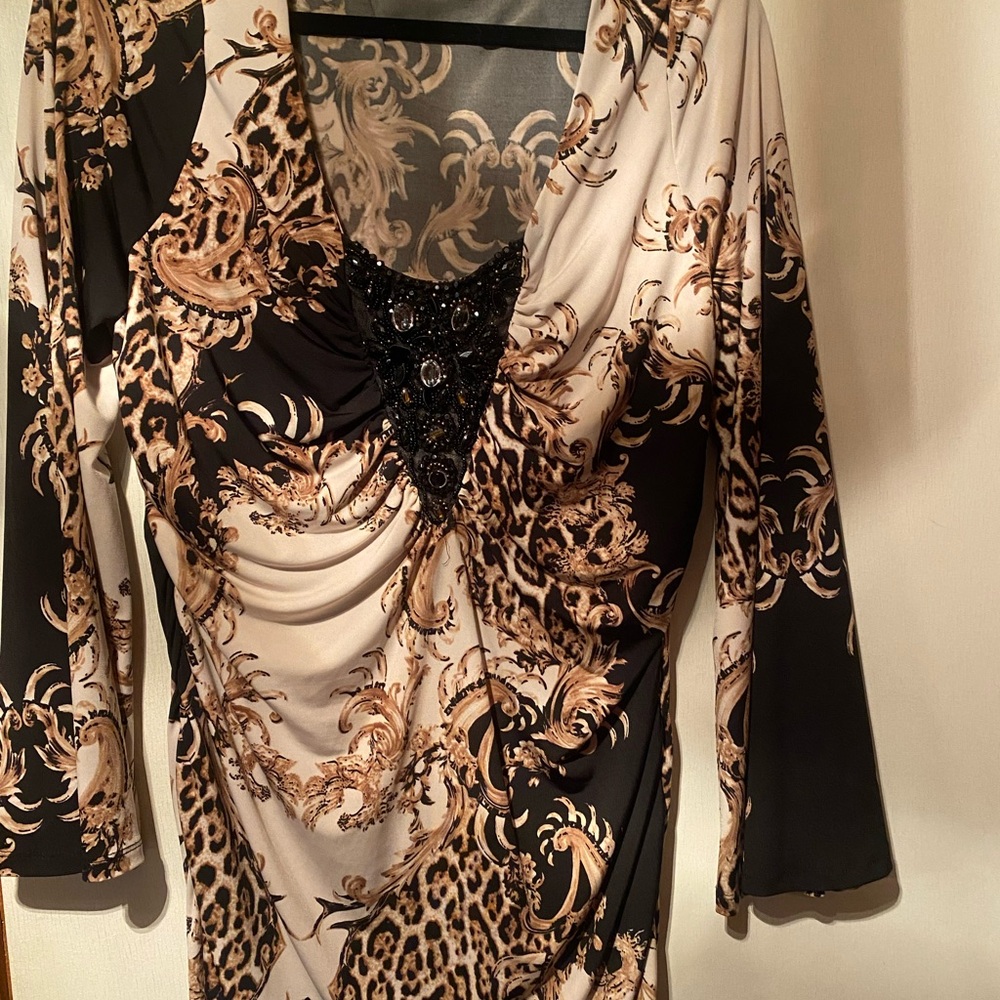 VENUS Black and Brown Floral Women's Blouse